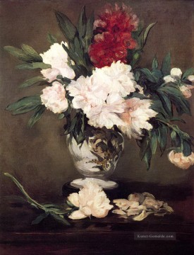 blumen - Vase Pfingstrosen auf einem kleinen Sockel Eduard Manet impressionistische Blumen